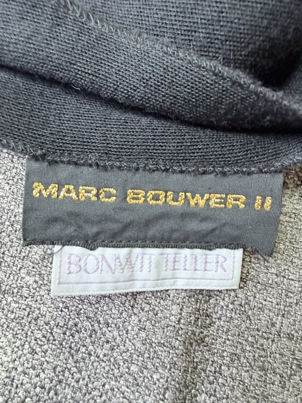 Vintage Marc Bouwer II Black Wool Dress with Gold Embroidered Logo - Picture 3 of 10